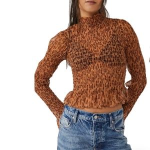 Hello There Smocked Crop Top Free People